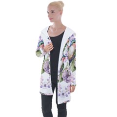 Hummingbird In Floral Heart Longline Hooded Cardigan by augustinet