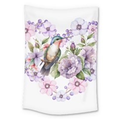 Hummingbird In Floral Heart Large Tapestry by augustinet