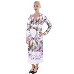 Hummingbird In Floral Heart Velvet Maxi Wrap Dress by augustinet