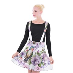 Hummingbird In Floral Heart Suspender Skater Skirt by augustinet