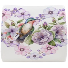 Hummingbird In Floral Heart Seat Cushion by augustinet