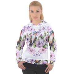 Hummingbird In Floral Heart Women s Overhead Hoodie by augustinet