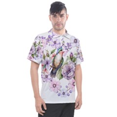 Hummingbird In Floral Heart Men s Polo Tee by augustinet