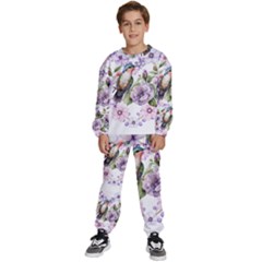 Hummingbird In Floral Heart Kids  Sweatshirt Set by augustinet