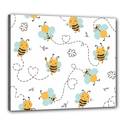 Bee Art Pattern Design Wallpaper Background Print Canvas 24  X 20  (stretched) by Ravend