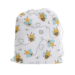 Bee Art Pattern Design Wallpaper Background Print Drawstring Pouch (2xl)