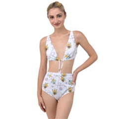 Bee Art Pattern Design Wallpaper Background Print Tied Up Two Piece Swimsuit by Ravend