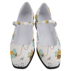 Bee Art Pattern Design Wallpaper Background Print Women s Mary Jane Shoes