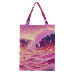 Ai Generated Waves Ocean Sea Tsunami Nautical Red Yellow Classic Tote Bag by Ravend