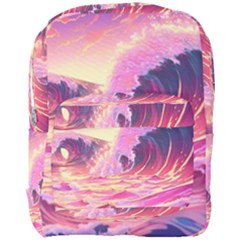 Ai Generated Waves Ocean Sea Tsunami Nautical Red Yellow Full Print Backpack