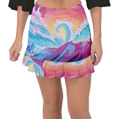 Ai Generated Waves Ocean Sea Tsunami Nautical Fishtail Mini Chiffon Skirt