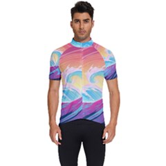 Ai Generated Waves Ocean Sea Tsunami Nautical Men s Short Sleeve Cycling Jersey