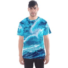 Ai Generated Waves Ocean Sea Tsunami Nautical Sea Men s Sport Mesh Tee