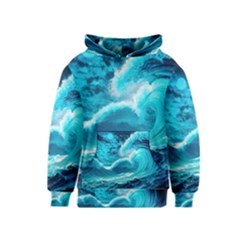 Ai Generated Waves Ocean Sea Tsunami Nautical Sea Kids  Pullover Hoodie