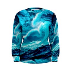 Ai Generated Waves Ocean Sea Tsunami Nautical Sea Women s Sweatshirt