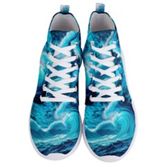 Ai Generated Waves Ocean Sea Tsunami Nautical Sea Men s Lightweight High Top Sneakers