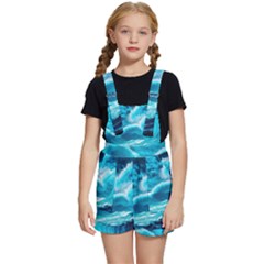 Ai Generated Waves Ocean Sea Tsunami Nautical Sea Kids  Short Overalls by Ravend