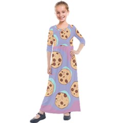 Cookies Chocolate Chips Chocolate Cookies Sweets Kids  Quarter Sleeve Maxi Dress