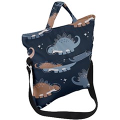 Dino Art Pattern Design Wallpaper Background Fold Over Handle Tote Bag