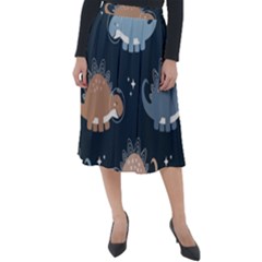 Dino Art Pattern Design Wallpaper Background Classic Velour Midi Skirt  by Ravend