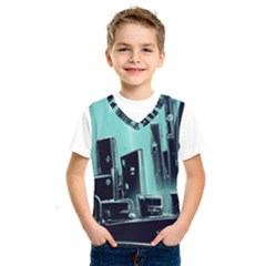 Buildings City Urban Destruction Background Kids  Basketball Tank Top