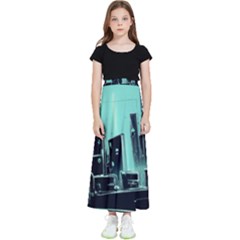 Buildings City Urban Destruction Background Kids  Flared Maxi Skirt