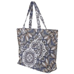 Flower Art Decorative Mandala Pattern Ornamental Zip Up Canvas Bag