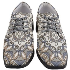 Flower Art Decorative Mandala Pattern Ornamental Women Heeled Oxford Shoes