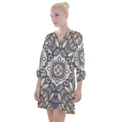 Flower Art Decorative Mandala Pattern Ornamental Open Neck Shift Dress