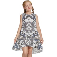 Flower Art Decorative Mandala Pattern Ornamental Kids  Frill Swing Dress by Ravend