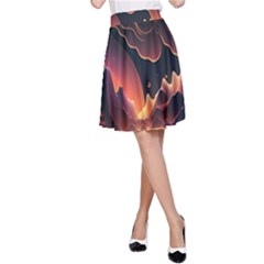 Fire Flame Burn Hot Heat Light Burning Orange A-line Skirt