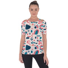 Shapes Pattern  Shoulder Cut Out Short Sleeve Top by Sobalvarro