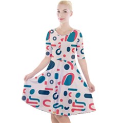 Shapes Pattern  Quarter Sleeve A-line Dress by Sobalvarro