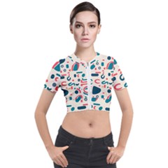 Shapes Pattern  Short Sleeve Cropped Jacket by Sobalvarro