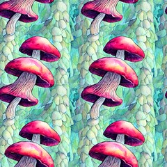 Vintage Mushroom Design Fabric by GardenOfOphir