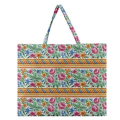 Flower Fabric Fabric Design Fabric Pattern Art Zipper Large Tote Bag by Ravend