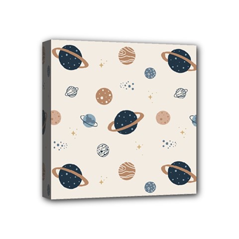 Space Planets Art Pattern Design Wallpaper Mini Canvas 4  X 4  (stretched) by Ravend