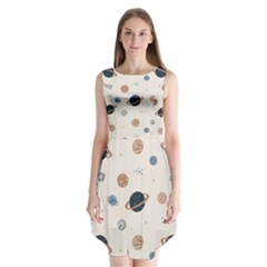 Space Planets Art Pattern Design Wallpaper Sleeveless Chiffon Dress  