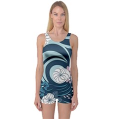 Flowers Pattern Floral Ocean Abstract Digital Art One Piece Boyleg Swimsuit by Ravend