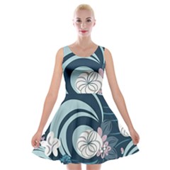 Flowers Pattern Floral Ocean Abstract Digital Art Velvet Skater Dress