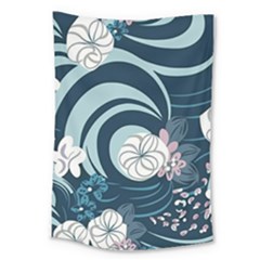 Flowers Pattern Floral Ocean Abstract Digital Art Large Tapestry