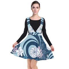 Flowers Pattern Floral Ocean Abstract Digital Art Plunge Pinafore Dress