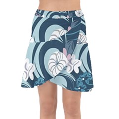 Flowers Pattern Floral Ocean Abstract Digital Art Wrap Front Skirt