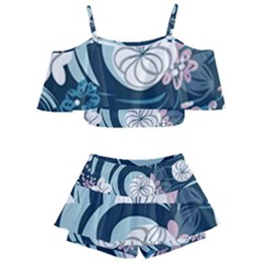 Flowers Pattern Floral Ocean Abstract Digital Art Kids  Off Shoulder Skirt Bikini