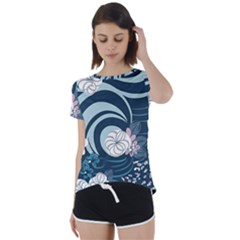 Flowers Pattern Floral Ocean Abstract Digital Art Short Sleeve Open Back Tee by Ravend