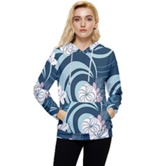 Flowers Pattern Floral Ocean Abstract Digital Art Women s Lightweight Drawstring Hoodie