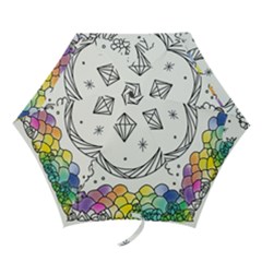 Rainbow Fun Cute Minimal Doodle Drawing Mini Folding Umbrellas