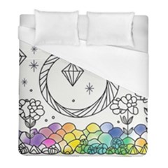 Rainbow Fun Cute Minimal Doodle Drawing Duvet Cover (full/ Double Size)