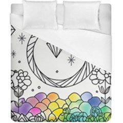 Rainbow Fun Cute Minimal Doodle Drawing Duvet Cover (california King Size) by Ravend