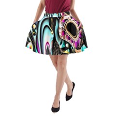 Garden Flower Nature Digital Art Abstract A-line Pocket Skirt